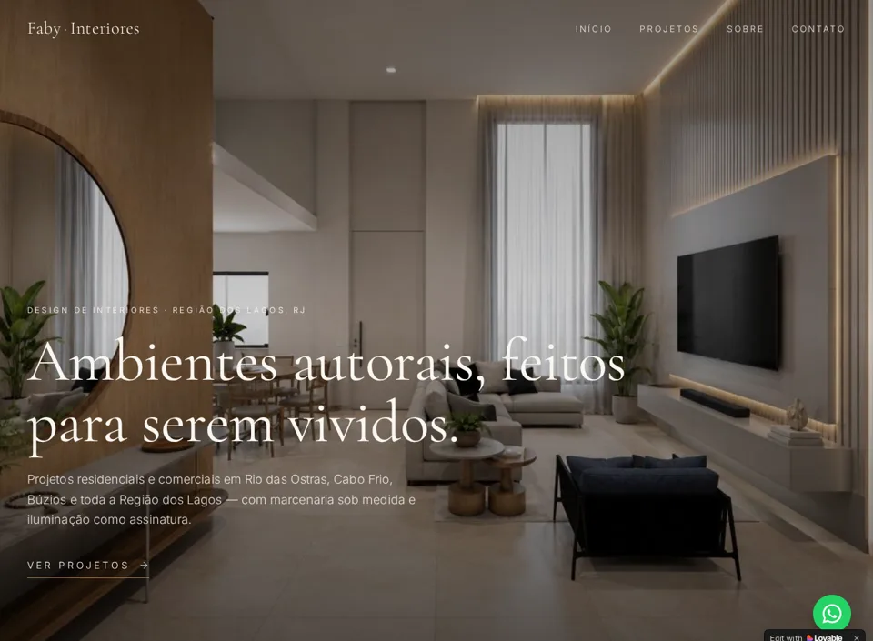 Ambiente residencial de alto padrão no site da Faby Interiores